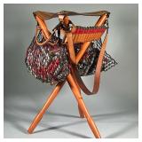 Orvis Hunting Stool | Leather and wood tripod stool includes original carry strap and attachable bir