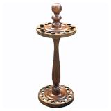 Cane/Pool Cue Holder | Dark wood stand with lined green felt bottom. - h. 30 x dia. 11 in