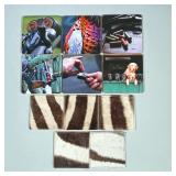 (11pc) Mixed Coaster Sets | Including a set of six hunting-themed photos on cork and five animal hid