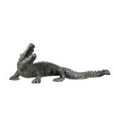 Life-Sized 6ft Bronze & Metal ALLIGATOR Outdoor Lawn Sculpture | Heavy bronze finished sculpture of 