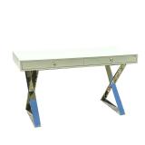 JONATHAN ADLER CHANNING DESK | Contemporary glamour style writing table, having a white top with two