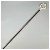 Antique Carved Bone Round Handle Walking Stick | Carved round bone decorated with flowers. Slightly 