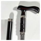 United Cutlery Sword Cane | Made with a Damascus steel blade & Leather binding Push button to releas
