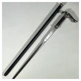 Kit Rae Carbon Steel Sword Cane | With decorative handle and faux leather wrapped shaft. Having intr