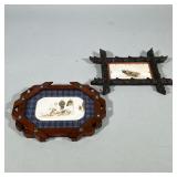 (2pc) ANTIQUE FRAMED WINTER SCENES | Antique carved wood picture dreams with pictures of old winter 