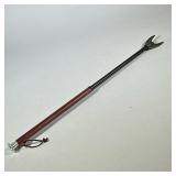 Leather Wrapped Metal Fireplace Blower Poker | Having leather loop for hanging. - l. 35 x dia. 2.5 i