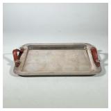 PLATA LAPPAS ARGENTINA SILVER PLATE TRAY WITH LEATHER HANDLES | With leather handles, marked Plata L