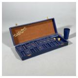 AMBERCROMBIE & FITCH GAMES BOX | Leather-bound game box with small leather cup, 2 dice, and 9 number