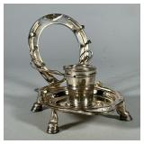 Silver plate equestrian horseshoe inkwell as is | Missing the ink pot lid and insert. - h. 6 x w. 5 
