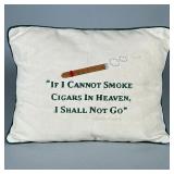 Mark Twain Quotation Pillow | Embroidered small pillow with a cigar quote by Mark Twain - h. 10 x w.