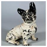 Hubley Painted Cast Iron French Bulldog | Heavy metal black and white painted dog. - h. 8.5 x w. 4 x
