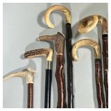 (6pc) Collection of Vintage Horn & Antler Walking Sticks | Various Sizes made from Antler and Horn -
