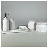 (6pc) Restoration hardware flatiron union pottery bathroom set | Including soap dispenser soap dish 