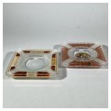 (2pc) Glass Ashtrays | La Gloria Cubana is signed and Habana Fine Cigars is missing one of its ball 