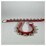 (2pc) Sleigh Bells Door Hangers | Handcrafted by New England Bells, brass bells attached to red leat