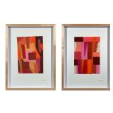 (2pc) ANDY BURGESS (British, b. 1969) MIXED MEDIA |16.5” h x 11” w sight. Oil and mixed media on pap
