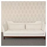 RAY BOOTH for HICKORY CHAIR COMPANY / "KNOLE" SOFA | White upholstery, single cushion, with walnut f