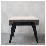 VELVET OTTOMAN | With black maple frame & finish Dimensions: h. 17 x w. 19 x d. 22 in