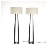PAIR IAN K. FOWLER SCALA HAND-FORGED FLOOR LAMPS | Hand forged and hammered bronze frames, very heav