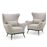 PAIR VERELLEN BESPOKE PAOLA CLUB WING CHAIRS, BRONZE LEGS | Pair of curved back upholstered armchair