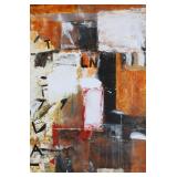 R. JONES SIGNED EMBELLISHED ABSTRACT GICLEE | “Hard Hats”. Embellished giclee on canvas. 60 x 40 in 