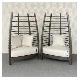 PAID ADRIANA HOYOS ICONIC CH10-900 CHAIRS | In chocolate finish, with beige upholstered pillows Dime