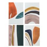 (4pc) Framed Abstract Watercolors | Play Shapes XIII, Play Shapes VII, Playshapes V and an additiona