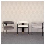 (3pc) CURVED BACK CONTEMPORARY ARMCHAIRS | Mixed lot of three similar curved back armchairs of moder