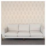 THAYER COGGIN SOFA | A contemporary modern style three cushion sofa by Thayer Coggin in grey fans fa