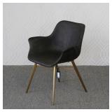 GABBY CHANNING CHAIR | Leather upholstered side chair with brass legs - h. 30 x w. 25 x d. 23.5 in