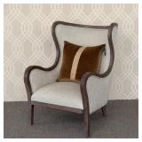 WESLEY HALL Inc. / VILLAGE UPHOLSTERY "VAUGHN CHAIR" | Curved back wingchair, having Elinor Metal fa