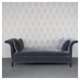 LEE INDUSTRIES DAYBED | In "Jacque Coal" velvet striated fabric with pecan finish to the tapering le