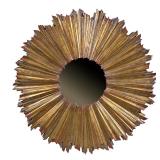 Sunburst Wood Mirror, Aluminum Bronze Finish | Wall mirror/ wall art, sunburst frame with red paint 