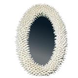 ARTERIORS / BARRY DIXON WHITE OVAL URCHIN MIRROR | Oval-shaped mirror with plaster organic urchin-fo