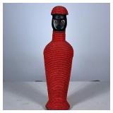 Beaded African-Style Figure | Handcrafted statue in a folk art style, wrapped in vibrant red beads w