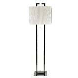 Ethan Floor Lamp, Modern Square Frame with Fabric Shade | Modern chrome two-light floor lamp with cl
