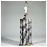 Contemporary Tall Black With White Polka Dot Table Lamp | Mother of Pearl style white dots on black 
