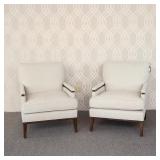(2pc) PAIR VANCE CHAIRS, TRANSITIONAL / CONTEMPORARY UPHOLSTERY | Pair of "Juno Linen", comfort down