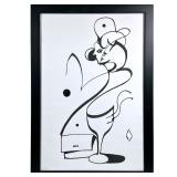 Picasso Style Black & White Contemporary Painting | Whimsical black line art of two intertwined figu