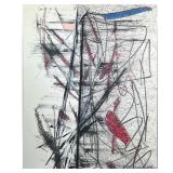 Extra Large Abstract Painting with Red, Black, and Blue Accents | In colors of black, red, gray and 