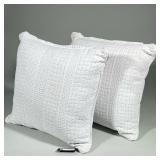 (2pc) White Patterned Throw Pillows | Set of two square throw pillows in crisp white fabric with sub
