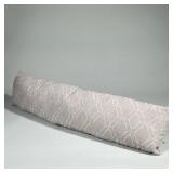 Extra Long Bolster Taupe Decorative Pillow | With geometric shapes. Pillow has zipper and goose down