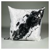 Avila Stanoff Decorative Abstract Pillow | Silk type material in shades of white, gray/black and sil