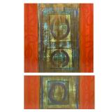 (2pc) Abstract Acrylic Paintings on Canvas | 2-piece Avenidas Diptych Acrylic and mixed media on boa