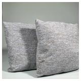 (2pc) Matching Lavender/Gray Square Decorative Throw Pillows | Wool-type material. Duck feather fill