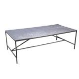 Industrial Style Metal Top Coffee Table | Industrial modern rectangular coffee table with hammered s