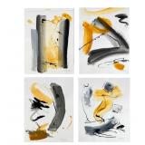 (4pc) L. SIMON ABSTRACT MIXED MEDIA PAINTINGS | Group of four contemporary mixed media abstract comp