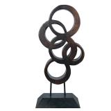 PALECEK MODERN CARVED WOOD SCULPTURE | Contemporary carved wood sculpture by Palecek, composed of in
