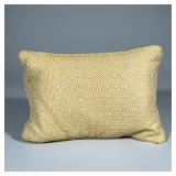 Small Yellow Weave Decorative Pillow | Gold/yellow and white woven rectangle-shaped pillow with zipp