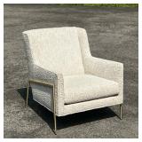 THAYER COGGIN TWIGGY LOUNGE CHAIR | Modern lounge chair with sleek brass legs and textured cream uph